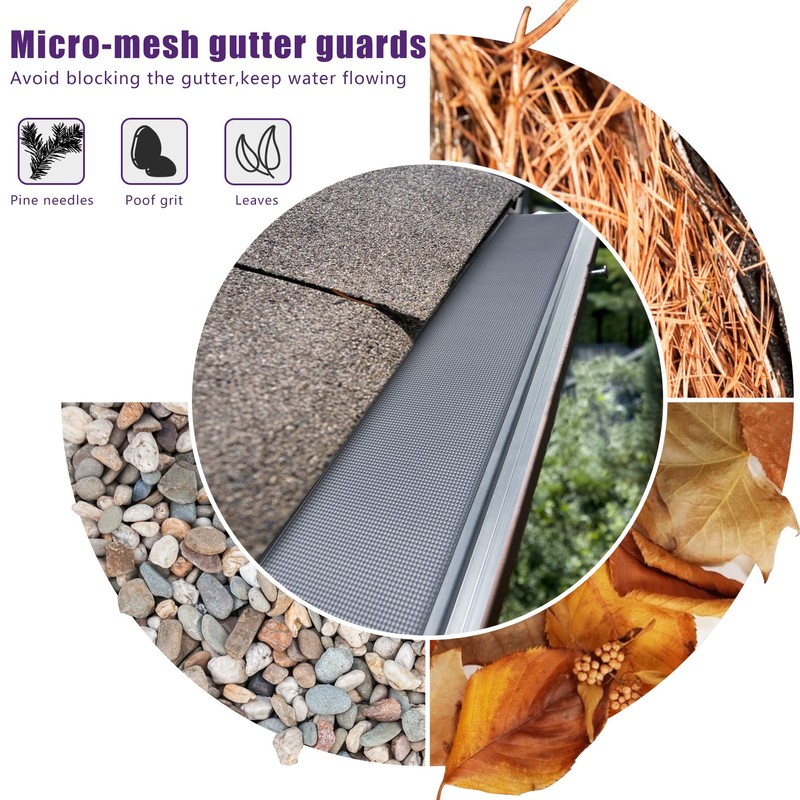 Mxclimate 5" Gutter Guard, 48FT Stainless Steel Micro-Mesh Gutter Cover