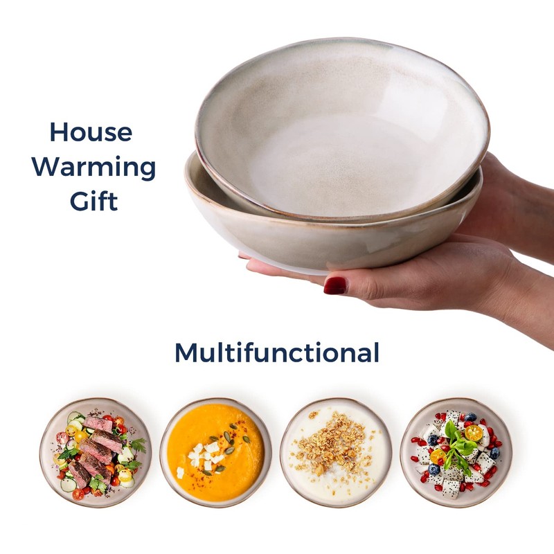 AmorArc Ceramic Cereal Bowls Set of 6, 24 oz Handmade