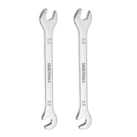 QUARKZMAN 2 Stück Super-Dünner Doppelmaulschlüssel 5,5 mm Metrischer Doppelmaulschlüssel 30Cr13 Edelstahl Abschrecken Polieren Schraubenschlüssel mit 15° und 75° Winkel Doppelmaul für Auto