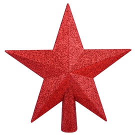Livder 8 Inches Christmas Tree Top Crown Glitter Star Decoration (Red)