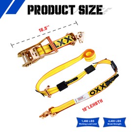 OXXTRIC E Track Tire Straps,2" x 12' Heavy Duty Car Hauler Strap with E-Track Fittings (4 Pack), Ratchet Car Tie Down Straps for Trailers, Flatbeds, ATV, UTV, Truck Towing