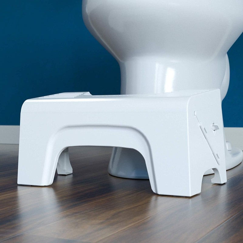 Squatty Potty Fold N Stow Compact Foldable Toilet Stool, White,