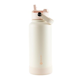 MULIN Edelstahl Trinkflasche - wasserflasche 1l, BPA-Frei, Kohlensäure geeignet, Isolierte Thermosflasche mit Strohhalm, Auslaufsichere Isolierflasche für Kinder, Sport, Fitness
