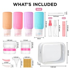 YAMYONE Travel Bottles Set for Toiletries: 17Pack Silicone Travel Must Have (Pink)