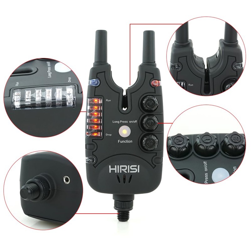Hirisi Tackle Waterproof Carp Fishing Bite Alarm with 9 LEDs