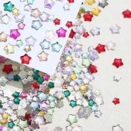 200Pcs Crystal Star Nail Charms 3D Mixed Color Stars Nail Rhinestones Flat Back Five Pointed Star Nail Gems and Charms for DIY Acrylic Nail Supplies Nail Accessories Mixed Size Stars for Women DIY
