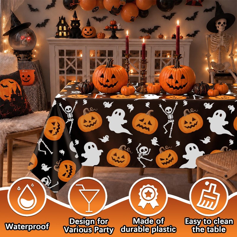 3Pack Halloween Tablecloth 54 x 108 Inch Black Halloween Table