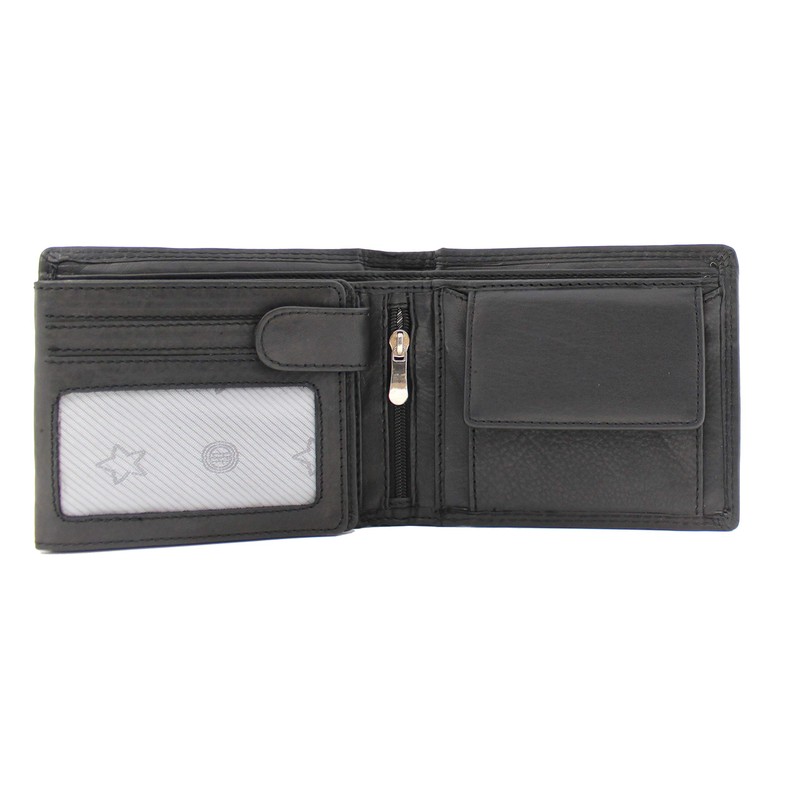 MORUCHA Mens RFID Blocking Real Leather Trifold Passcase Wallet M55