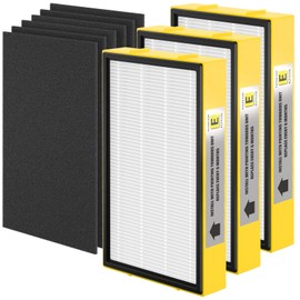 SAKEGDY FLT4100 HEPA Filter E Replacement Compatible with Ge-Guardian AC4100, AC4100CA AC4150BL, AC4150PCA, AC4150P Pure Air Cleaner Purifiers, 3 True HEPA+6 Activated Carbon Filter