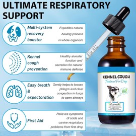 Natural Herbal Cough Drops for Dogs - Kennel Cough Relief & Respiratory Support - Soothes Dry/Wet Cough, Throat Congestion & Wheezing - All Breeds & Sizes - 60ml Vet-Approved Formula