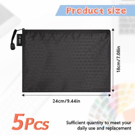 LUHIUMOYA A5 Document Wallet, Waterproof Document Bag with Zip, Bag for Paper, Documents, File, Cosmetics, Homework (Black)
