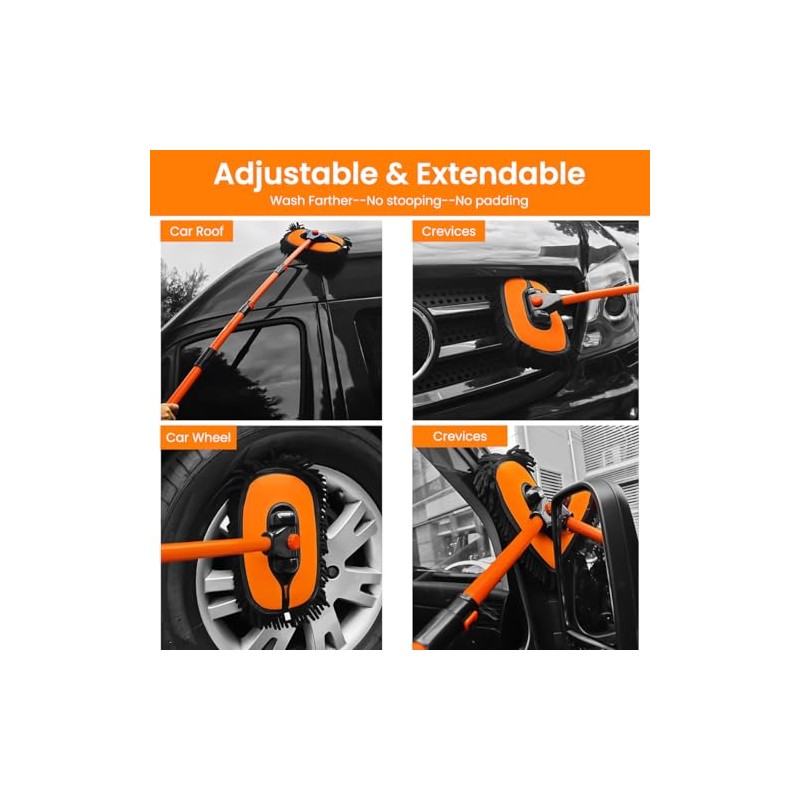 HASTHIP® Cepillo de Limpieza para Auto, con Mango Extensible y