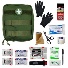IFAK (Individual First Aid Kit) Trauma Kit by HMZ Medical — Medical Pouch for Tactical, Outdoor, Hiking, Military — Backpacking Emergency Medical Kit for Bleeding Control (OD Green)