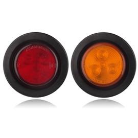 10Pcs 2 Inch Round Led Marker Lights, 2 Inch Round Trailer LED Side Marker and Clearance Marker Lights 4 LED Sealed Flush Mount with Rubber Grommets and 2 Prong Wire Pigtails Waterproof (5Red+5Amber)