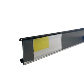 THE GLOBAL DISPLAY SOLUTION | Wire Shelf Ticket and Label Holder with Protective Window for Label Inserts | Perfect for Metro Style Shelves | 44.5" | 50 Pack | Black