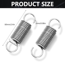 GUNGY Tension Springs with Hooks Stainless Steel Tension Spring 60 mm Outer Diameter 16 mm Wire Diameter 2 mm Maximum Tension 8.8 kg 2 x 16 x 60 mm Pack of 2