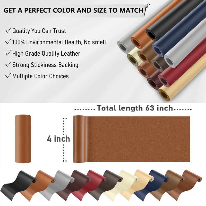 YAFLC Self Adhesive Leather Repair Tape Kit, 4"x 63" Leather