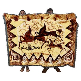 Pure Country Weavers Oglalas Story Blanket by Cecilia Henle - Southwest Cave Rock Art - Gift Tapestry Throw Woven from Cotton - Made in The USA (72x54)