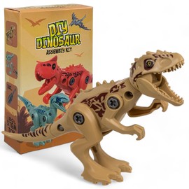 MIJOMA DIY Dinosaur Building Kit - Build Your Mini Dinosaur, 5 Models - Carnotaurus, T-Rex & More, Movable Plastic Figures, Game & Fun for Children (Tyrannosaurus Rex)