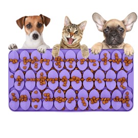 Cdipesp Silicone Snuffle Mat for Dogs 7.3"X14.6" Dog Lick Mat with Suction Cups Slow Feeder Dog Food Mat Sniff Mat for Dogs Cats Dog Entertainment Toys for Boredom(Purple)