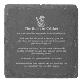 4 x 'Funny Cricket Rules' 10cm Square Slate Coasters (CR00215937)