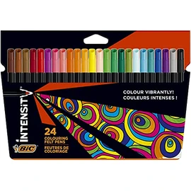 BIC Kids Visa Colouring 4-Blade Felt Pens - Assorted Colours, Pack of 24 - Spring Mounted Blades with Pivoting Head for Ultra Smooth Shave
