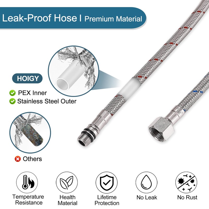 HOIGY 30 Inch Faucet Supply Lines, Bathroom Kitchen Water Supply