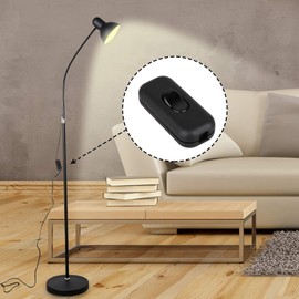 JZK 2 x Maximum 6 A Double Pole Cable Switch, Black, Two-Pole Isolator Switch, Holds 1-2 Cores Round or Flat Wire, Torpedo Switch for Small Appliance or Lamp