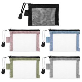 Lnngub 5 Pack Small Zipper Pouch,3" X 4.3" Nylon Small Mesh Zipper Pouch Portable Mini Mesh Bags for Lipstick,Key,Earphone,Credit Card