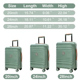 Tripcomp 28 Inch Large Travel luggage with USB Port, Lightweight Hardshell ABS PC Travel Suitcase with Spinner wheels TSA Lock, Green