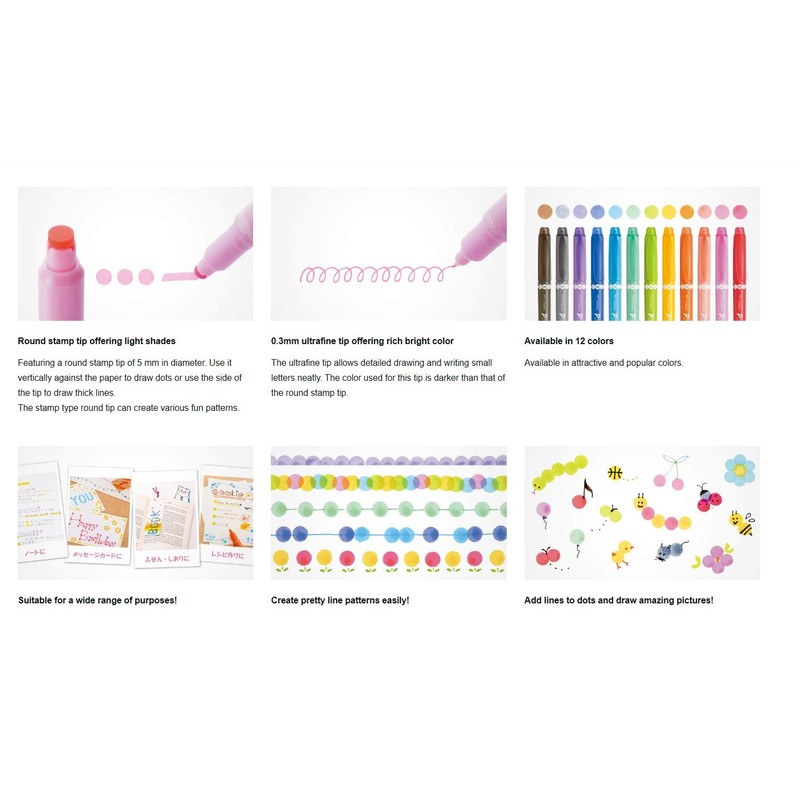 Tombow Play Color Dot Pen Water Based Marker, 3 Colors