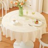 Jeloris Round Waterproof Vinyl Tablecloth, Beige Floral 60 Inch -
