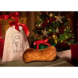 Darido Olive Wood Snack Plate 24 x 10 cm - Wooden Serving Plate - Nut Bowl - Handmade - Christmas Snack Bowl - Decorative Plate - Bowl for Dips - Serving Plates Snack Bowl