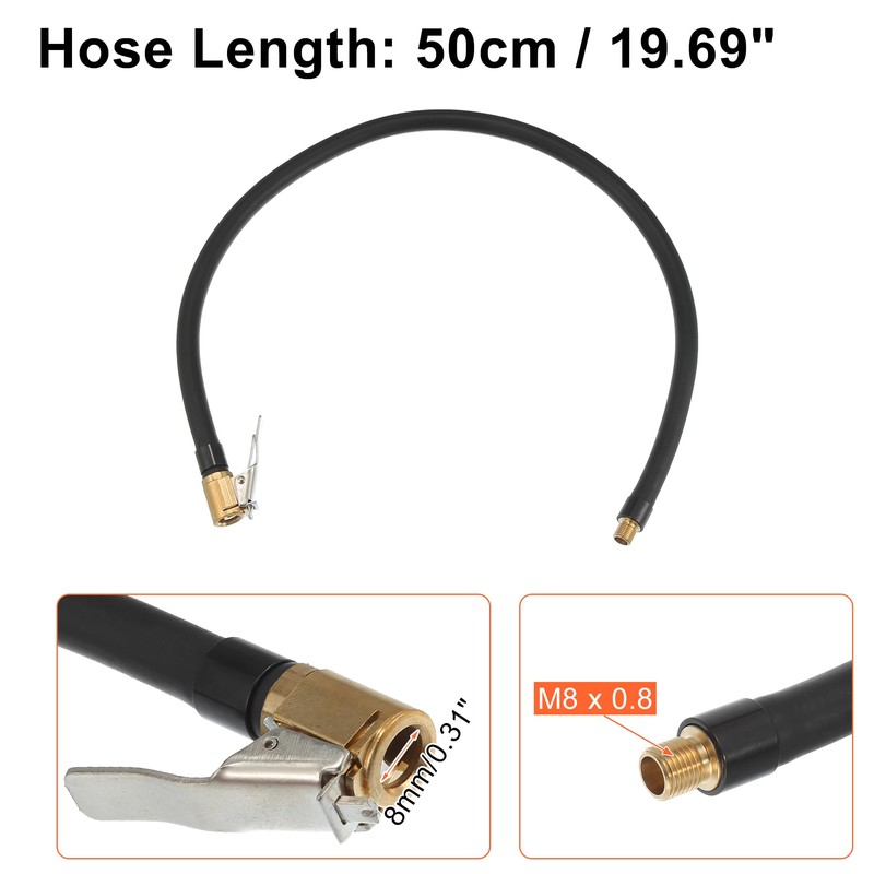 X AUTOHAUX 50cm 19.69" Tyre Inflator Pump Hose with Locking