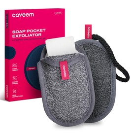 CAVEEM Soap Saver Bag, Rough and Soft Exfoliation Soap Pouch for Bar Soap, Soap Mesh Pocket Bar Holder for Washing Body, Soap Sack Sponge Bag for Shower Bath (2 Pack)