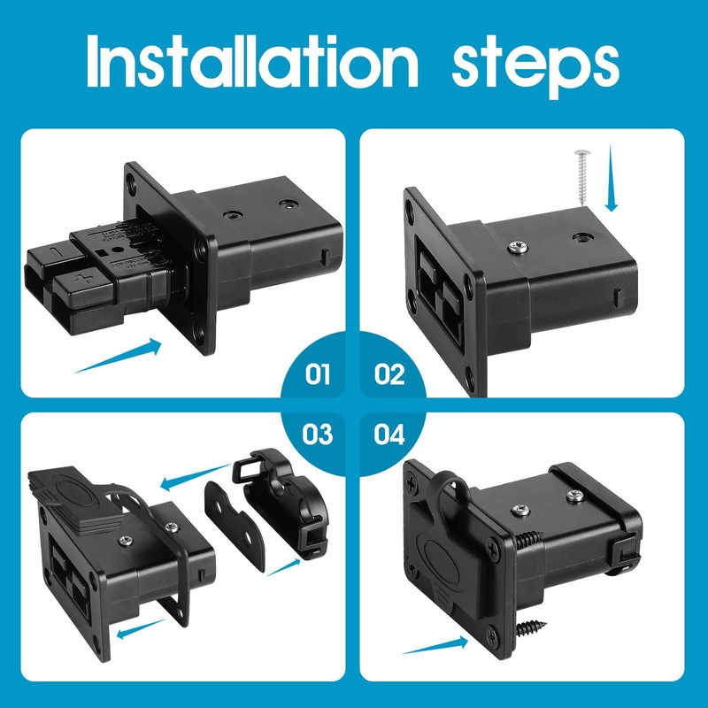Waterproof 50 Amp Battery Quick Connect Disconnect Kit, 6-8 Gauge