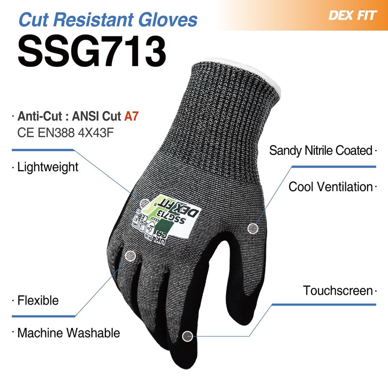 DEX FIT Level 7 Cut Resistant Gloves SSG713 - Steel