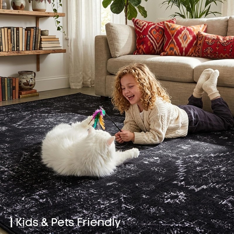 8x10 Large Area Rugs for Living Room, Neutral Machine Washable