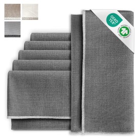 MIQIO® Design Fabric Napkins with Elegant Decorative Stitching, Set of 6 Linen Napkins, 45 x 45 cm, Fabric Napkins Made of 55% Linen and 45% Cotton, European Flax, GOTS and Ökotex Certified, Dark Grey