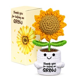 U-Goforst Teacher Appreciation Gifts for Women, Crochet Sunflower Pot, Gift from Student for Teacher Appreciation Week, Graduation, Birthday, Christmas, Last Day of School