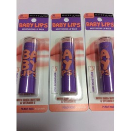 Maybelline LOT OF 3 X Maybelline Baby Lips Lip Balm  #30 PEACH KISS NEW AND SEALED .