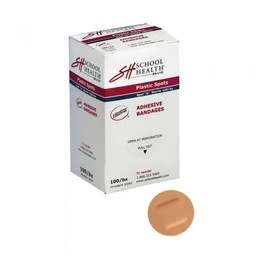 School Health - Adhesive Bandages, Comfortable Form-Fitting Protection & Wound Care for Cuts and Scrapes, Premium Adhesive Stays Secure with Movement, Plastic Bandages, Plastic Spots, 7/8" 100/Box