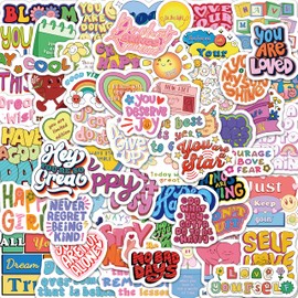 130 Pcs Motivational Stickers, Holographic Inspirational Stickers for Teens Adults, Positives Scrapbook Stickers for Journaling, Waterproof Vinyl Mental Health Quotes Decal for Laptops Bottles