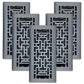 Sierra Grates 4" x 10" Oriental Floor Register in Granite Grey Finish Case of 5 - Vent Covers for Home Floor- Decorative Air Vent Covers- Floor Register 4” x 10” (Duct Opening) 5 Pcs