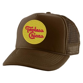 Top Less Chicas Trucker Hat Funny Embroidered Adjustable Snapback (Brown)