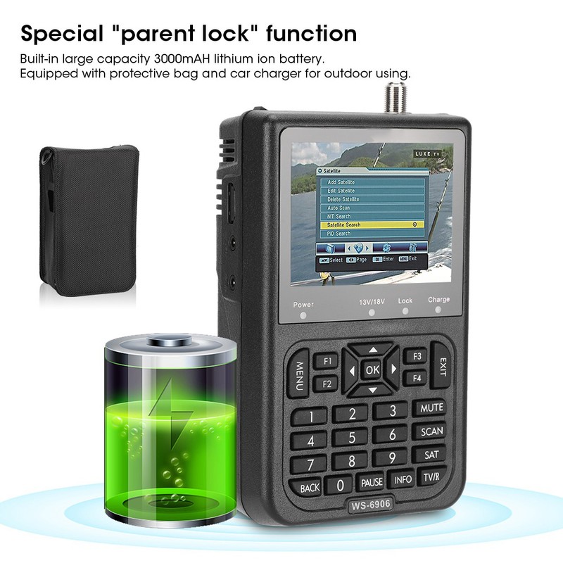 SatLink WS‑6906 Digital Satellite Antenna Search Device Signal Finder 3.5