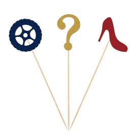 Heels Wheels Gender Reveal Centerpiece Sticks, 12-Pack Double-Sided Table Topper Baby Shower Party Decorations