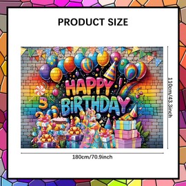WODJR Birthday Backdrop Birthday Banner Happy Birthday Party Decorations Happy Birthday Backdrop Happy Birthday Banner Balloons Happy Birthday Background for Baby Shower Birthday Party Decorations