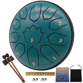 Rain Drum for Outside Garden, 6-Inch Steel Tongue Drum with 11 Notes, Percussion Instrument, Includes Soft Bag, Music Book, and Mallets, Ideal for Meditation, Yoga, and Relaxation