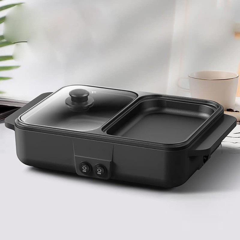 2 in 1 Electric Hot Pot with Grill, 1200W 110V